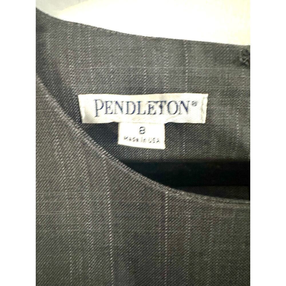 PENDLETON Gray Plaid 3/4 Split-Sleeve Virgin Wool Below-Knee Midi Dress - Sz 8 - Picture 3 of 7